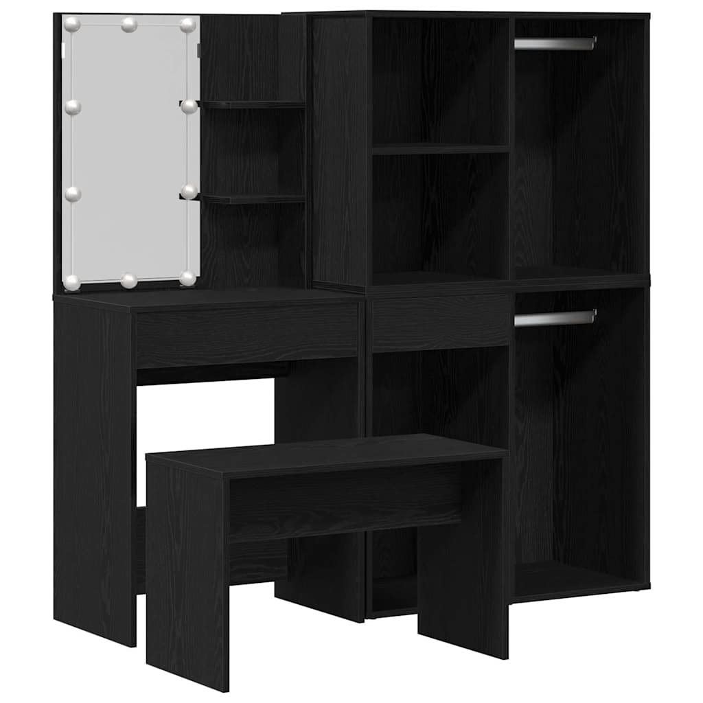 Dressing Table Set with Drawer 2 pcs Black 140 x 40 x 140 cm